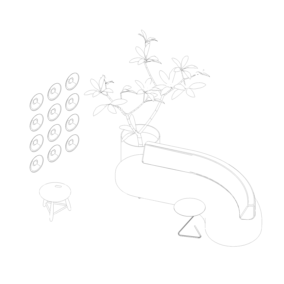 Croqui conceitual da instalação luminosa e ambientação do Apto Prisma, criação do Studio Guilherme Garcia.